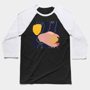 Dark Blue Yellow Sun Abstract Shapes Baseball T-Shirt